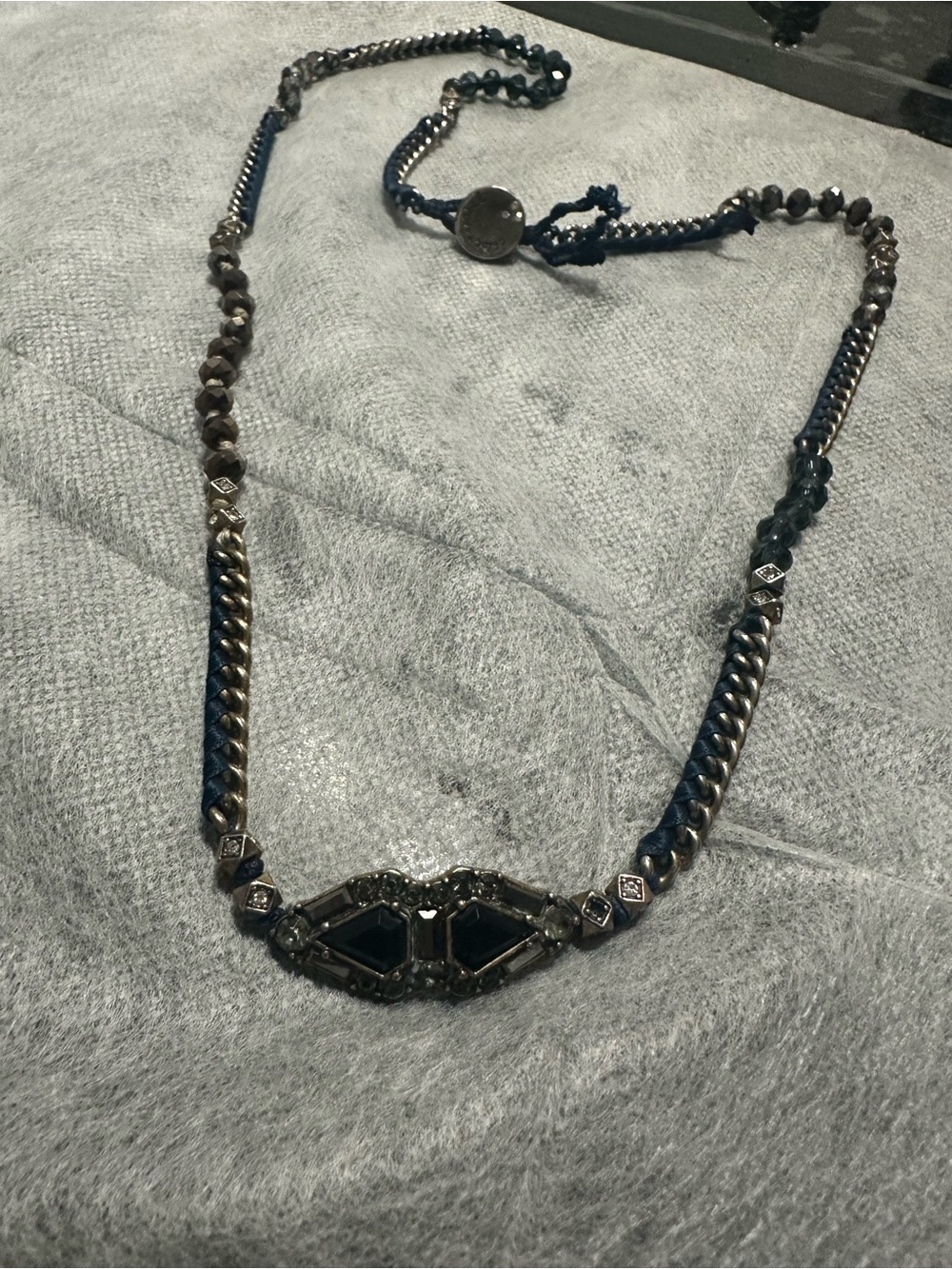 Isobella & Chloe Navy and Gunmetal Statement Necklace